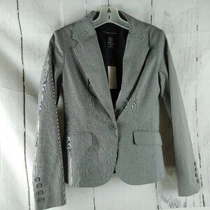 New York & Company Stretch Size 4 Gray Birdsey 1 Buttn Lined Suit Blazer NWT $70